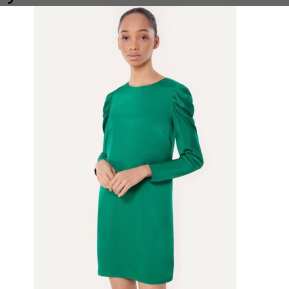 STRETCH SILK CARINA DRAPED LONG SLEEVE DRESS
